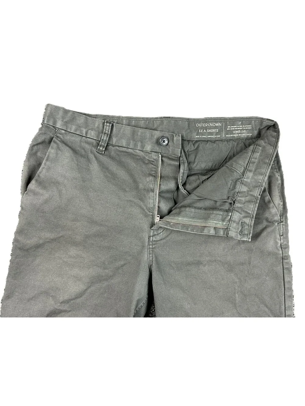 Outerknown S.E.A. Shorts Mens Gray Organic Cotton Stretch Chino 8